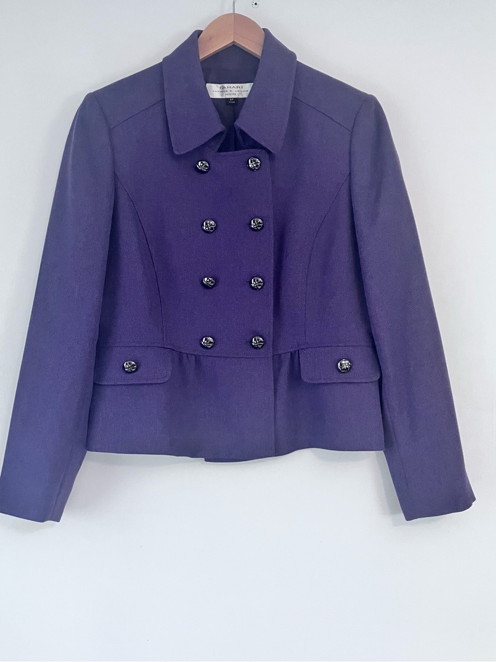Tahari Arthur S Levine Jacket Blazer Purple Double Breasted 8P - Picture 3 of 15